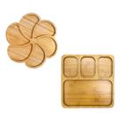 Kit 2 Petisqueiras Bambu Mdf Gamelas Aperitivo 10 Divisórias