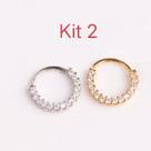 Kit 2 Piercing Nariz Cartilagem Argola Cravejado Strass 8mm/10mm