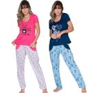 KIT 2 Pijama Alice Estampado Vekyo Roupa Para Dormir Inverno Calça Longa E Manga Curta Linha Noite KIT 2 Pijama Alice Estampado Vekyo Roupa Para Dormir Inverno Calça Longa E Manga Curta Linha Noite