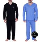 Kit 2 Pijama de Inverno Blusa de Frio Masculino Manga Longa Calça Comprida - c7 ALEX PRETO FROZEN
