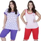 Kit 2 Pijama diferente Com Calça Curta Bermudão Pescador - 1 com manga curta 1 regata