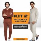 Kit 2 Pijamas Adulto Inverno Estampa Lisa, Gramatura 180 g/m², Quentinho e Confortável
