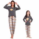Kit 2 Pijamas De Frio Mãe E Filha Adulto Infantil Inverno Premiun Xadrex