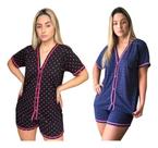 Kit 2 Pijamas Feminino Americano Adulto Curto Malha Gestante