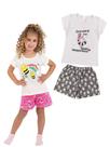 Kit 2 Pijamas Infantil Menina Verão em Meia Malha Estampado