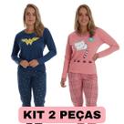 Kit 2 pijamas longo feminino fechado personagem