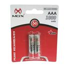 Kit 2 Pilhas Recarregável Mox AAA 1000Mah Blister