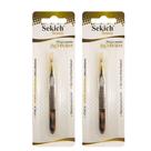 Kit 2 Pinça Aço Inox Ponta Dourada Inclinada 1304 - Sekich