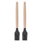 Kit 2 Pincel Culinário Silicone Preto Cabo Bambu Cheff