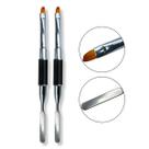 Kit 2 Pincel Espátula Ponta Dupla 2 em 1 Unha de Gel Polygel Profissional Construção Decoração Manicure Nail Art Nail Designer Unhas Decoradas