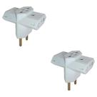 Kit 2 Pino Adaptador Benjamin 3 Saidas Branco 15A 250V para Tomadas Uso Residencial