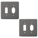 Kit 2 Placa 4x4 Cinza 1 Tecla + 1 Tomada Silentoque 54394