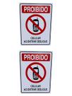 KIT 2 Placa de Sinalização PROIBIDO CELULAR ENTRAR DESLIGUE