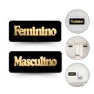 Kit 2 Placa Sinalização Masculino Feminino Preto Dourado Kit 2 Placa Sinalização Masculino Feminino Preto Dourado