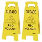 Kit 2 Placa Sinalizadora Piso Molhado Modelo Cavalete Kit 2 Placa Sinalizadora Piso Molhado Modelo Cavalete