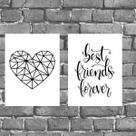 Kit 2 Placas Best Friends Forever 18x27cm