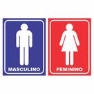 kit 2 Placas de Aviso / Sinalização de Banheiro Masculino e feminino BA 08 - (15x20cm)