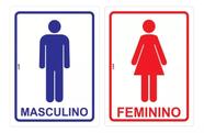 Kit 2 Placas de Sinalização Banheiro Masculino e Feminino Sanitário wc 15x20cm
