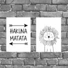 Kit 2 Placas Decorativas Hakuna Matata 18x27cm Kit 2 Placas Decorativas Hakuna Matata 18x27cm