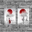 Kit 2 Placas Decorativas Japonesas 18x27cm