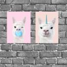 Kit 2 Placas Decorativas Lhamas Fofas 18x27cm