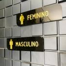 Kit 2 Placas Wc Acrílico Preto C/ Dourado Masculino Feminino