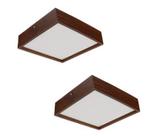 Kit 2 Plafon Quadrado Madeira 40x40cm 4 Luzes