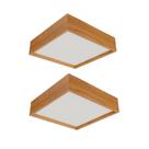 Kit 2 Plafon Quadrado Madeira 40x40cm 4 Luzes