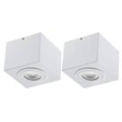 Kit 2 Plafons de Sobrepor Luminária Quadrada de Teto Branca Aluzinc Dital Sala Cozinha