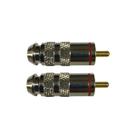 Kit 2 Plug RCA Macho Metal Cromado Ponta Dourada - Vermelho