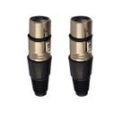 KIT 2 Plug XLR Fêmea Metal Simples Cromado MXT