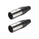 KIT 2 Plug XLR Macho Metal Profissional 3 Vias Roxtone