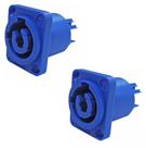 Kit 2 Plugs Conector Powercon Fêmea Painel Azul