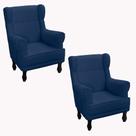 Kit 2 poltrona amamentação elisa suede azul marinho