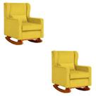Kit 2 Poltrona Aurora Balanço Vovo Suede Amarelo - FM