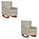 Kit 2 Poltrona Aurora Balanço Vovo Suede Bege - FM Kit 2 Poltrona Aurora Balanço Vovo Suede Bege - FM