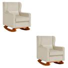 Kit 2 Poltrona Aurora Balanço Vovo Veludo Bege - FM Kit 2 Poltrona Aurora Balanço Vovo Veludo Bege - FM