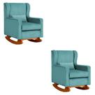 Kit 2 Poltrona Aurora Balanço Vovo Veludo Turquesa - FM
