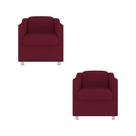 Kit 2 Poltrona Bia Decorativa Reforçada Recepção Clínica Salão Sala de Estar Suede Marsala