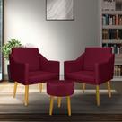 kit 2 poltrona decativa Isa + puff redondo pés palido kit 2 poltrona decativa Isa + puff redondo pés palido