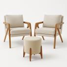 Kit 2 Poltrona Decorativa e Puff Sala Moderno Escritório Gaia Kit 2 Poltrona Decorativa e Puff Sala Moderno Escritório Gaia