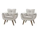 Kit 2 Poltrona Decorativa Gran Opala Suede Creme para Sala de Estar Luxo Escritório Quarto