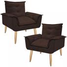Kit 2 Poltrona Decorativa Gran Opala Suede Marrom para Sala de Estar Luxo Escritório Quarto Kit 2 Poltrona Decorativa Gran Opala Suede Marrom para Sala de Estar Luxo Escritório Quarto