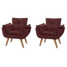 Kit 2 Poltrona Decorativa Gran Opala Suede Marsala para Sala de Estar Luxo Escritório Quarto