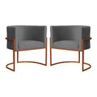 Kit 2 Poltrona Decorativa Luana Linho Cinza Base Bronze -FM Kit 2 Poltrona Decorativa Luana Linho Cinza Base Bronze -FM