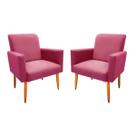 Kit 2 Poltrona Decorativa Malibu Sala material sintético Rosa Pink Kit 2 Poltrona Decorativa Malibu Sala material sintético Rosa Pink