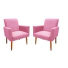 Kit 2 Poltrona Decorativa Malibu Sala Suede Rosa