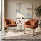 Kit 2 Poltrona Decorativa Moderno Base Aço Dourado Cor Terracota