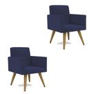 Kit 2 Poltrona Decorativa Nina Cadeira Escritório Recepção Suede Azul Marinho