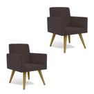 Kit 2 Poltrona Decorativa Nina Cadeira Escritório Recepção Suede Marrom